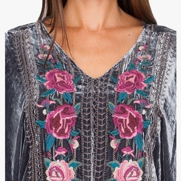 Johnny Was  Tilda Velvet V-Neck PonchoTunic “Storm Grey” NWT oversized - Picture 4 of 13